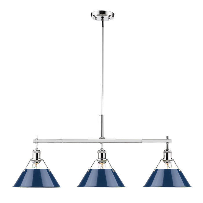 Golden 3306-LP CH-NVY Three Light Linear Pendant, Chrome