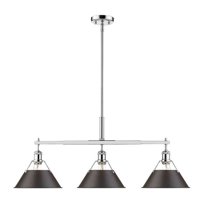 Golden 3306-LP CH-RBZ Three Light Linear Pendant, Chrome