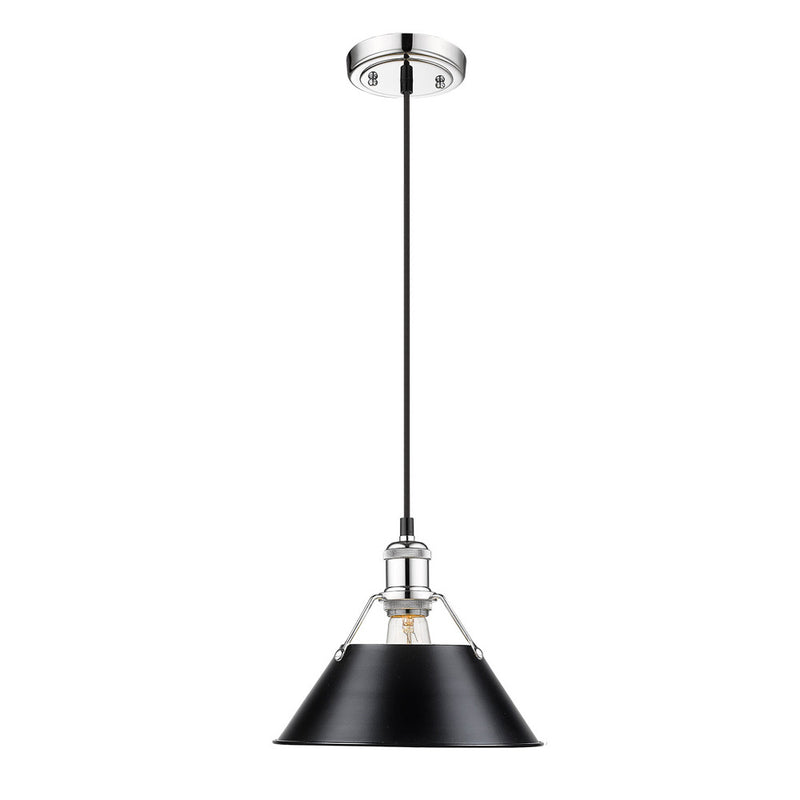 Golden 3306-M CH-BLK One Light Pendant, Chrome