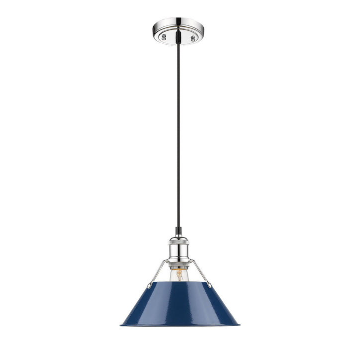 Golden 3306-M CH-NVY One Light Pendant, Chrome