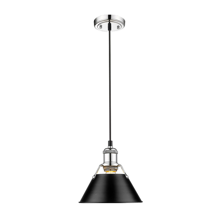 Golden 3306-S CH-BLK One Light Mini Pendant, Chrome