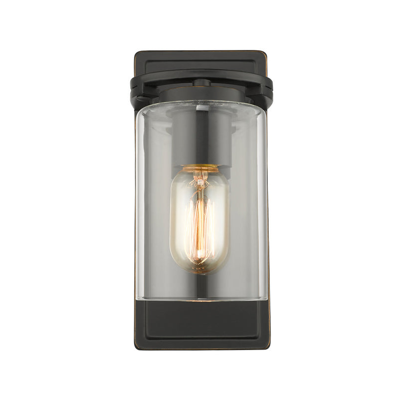 Golden 7041-1W BLK-CLR One Light Wall Sconce, Matte Black with Gold Highlights