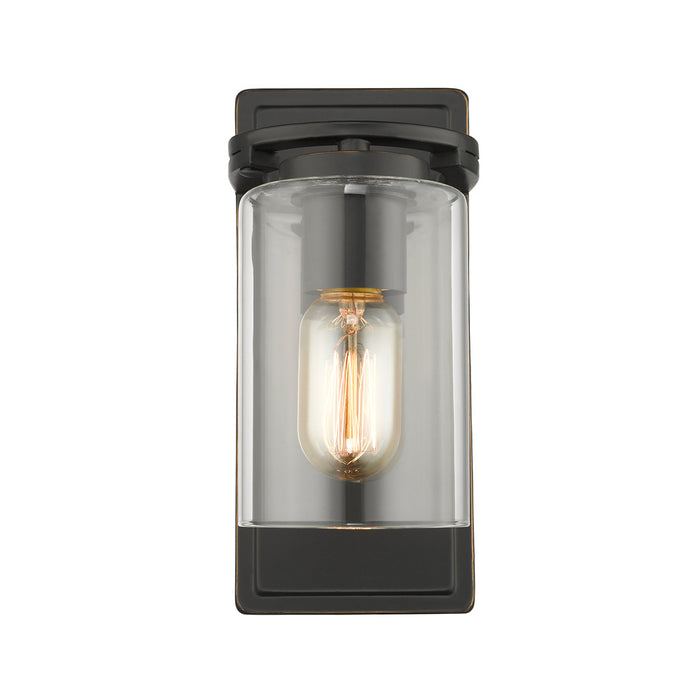 Golden 7041-1W BLK-CLR One Light Wall Sconce, Matte Black with Gold Highlights
