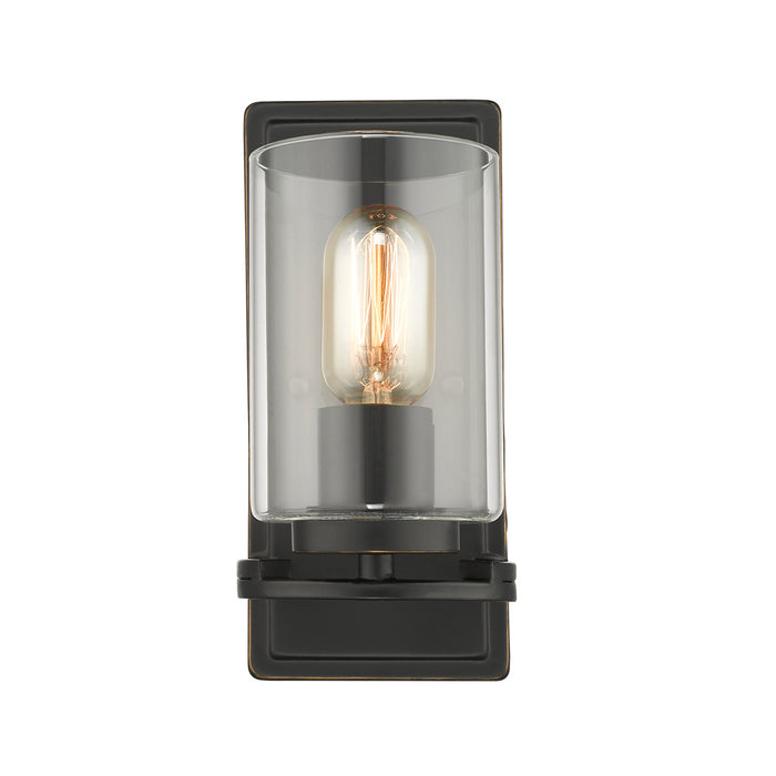 Golden 7041-1W BLK-CLR One Light Wall Sconce, Matte Black with Gold Highlights