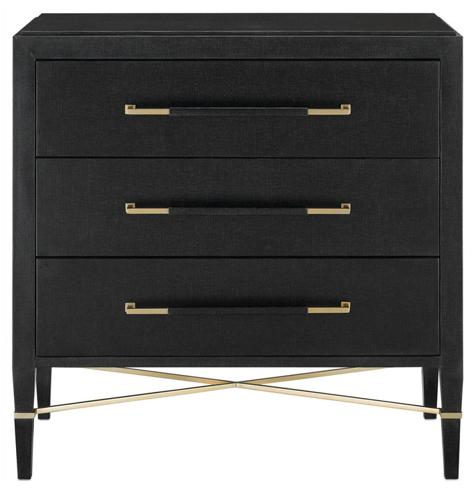 Currey and Company 3000-0065 Chest, Black Lacquered Linen/Champagne