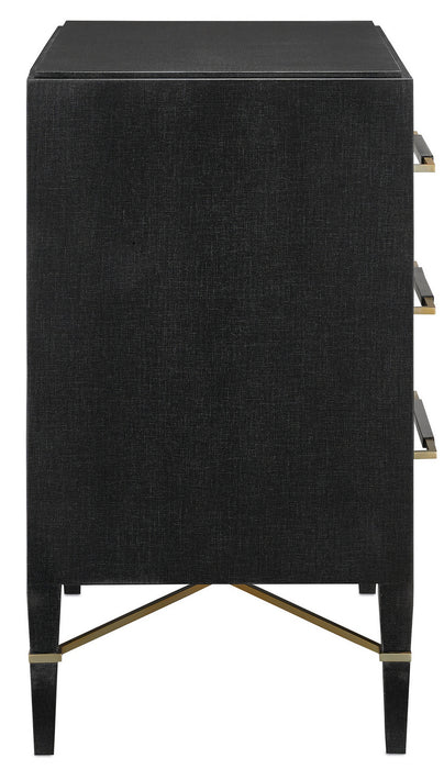 Currey and Company 3000-0065 Chest, Black Lacquered Linen/Champagne