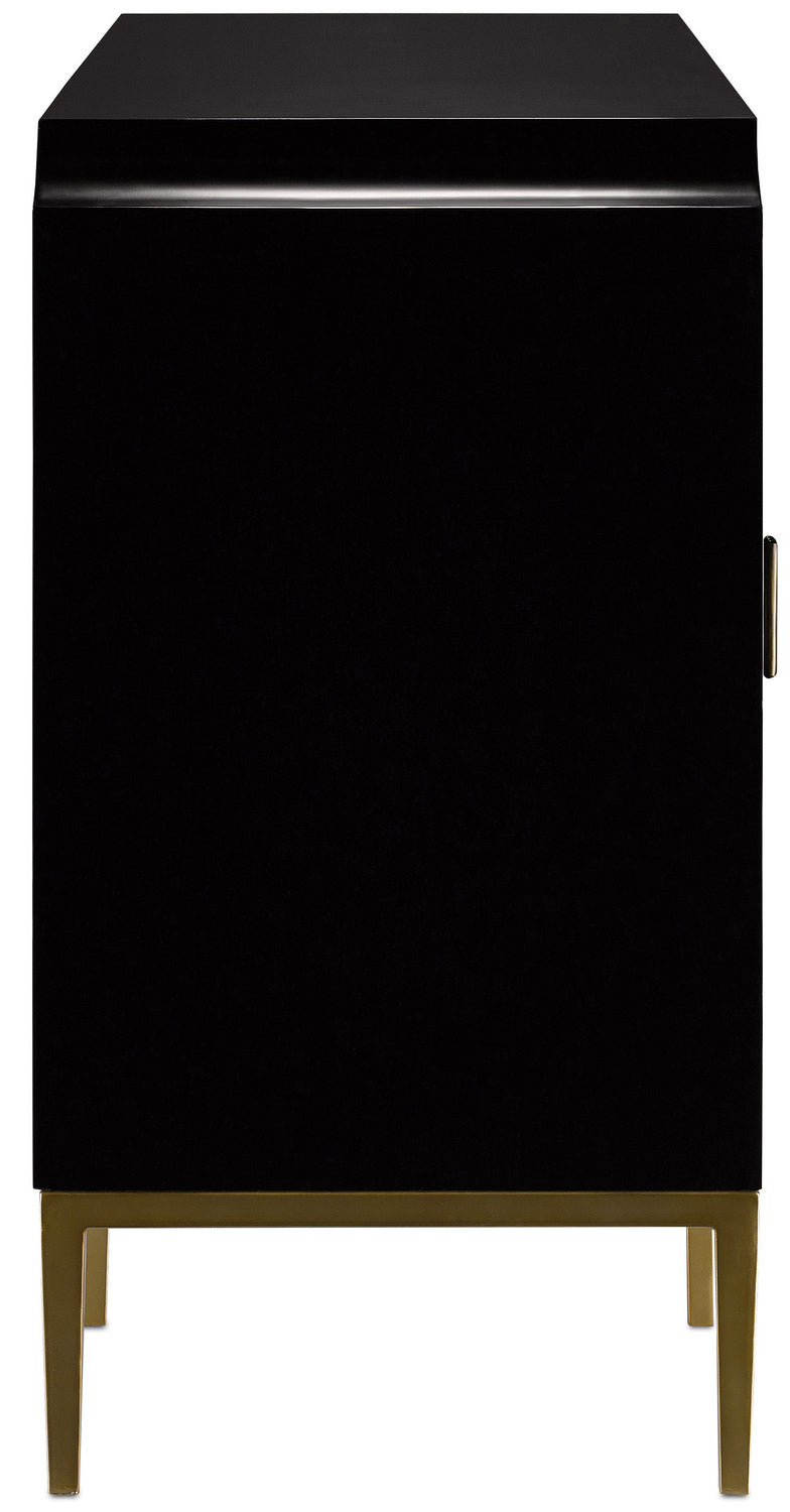 Currey and Company 3000-0082 Cabinet, Dark Sapphire/Caviar Black/Antique Brass