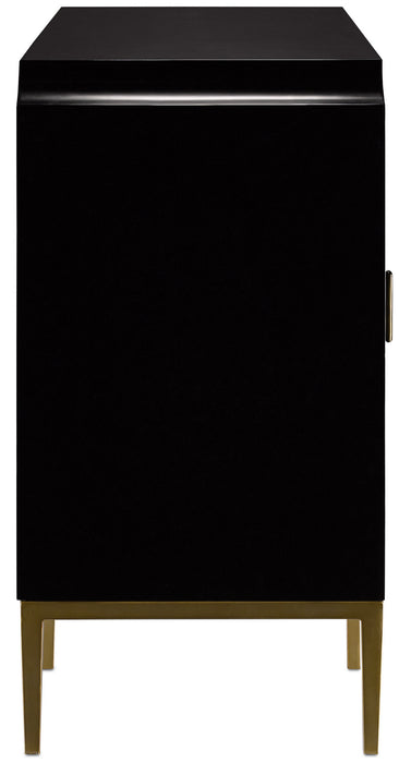 Currey and Company 3000-0082 Cabinet, Dark Sapphire/Caviar Black/Antique Brass