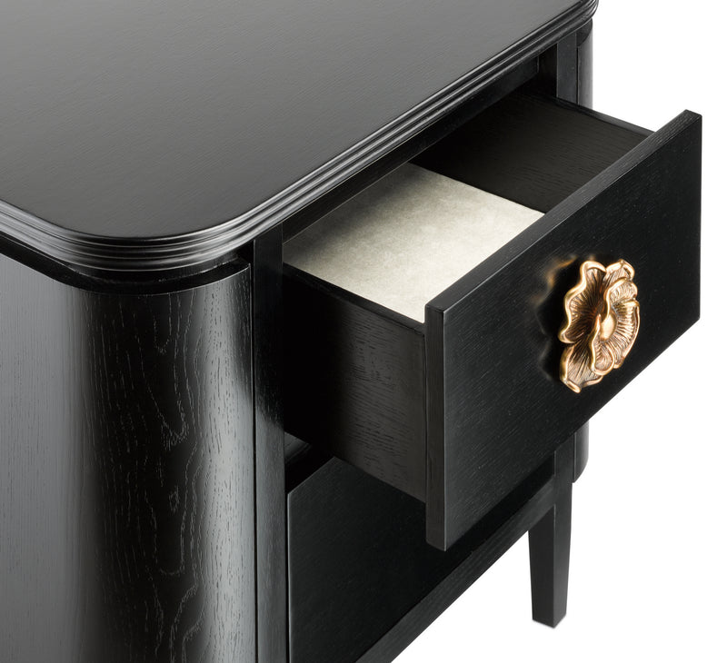 Currey and Company 3000-0098 Nightstand, Caviar Black/Antique Brass