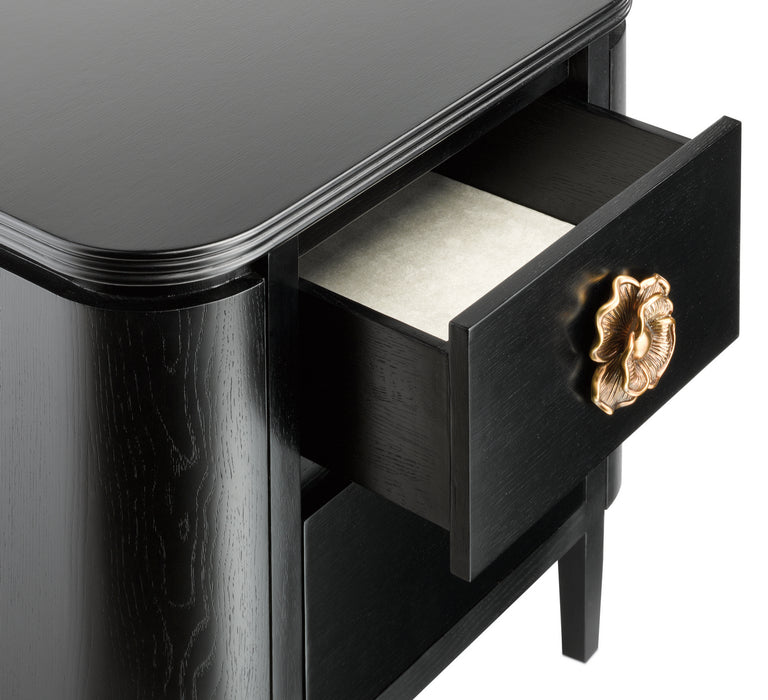 Currey and Company 3000-0098 Nightstand, Caviar Black/Antique Brass