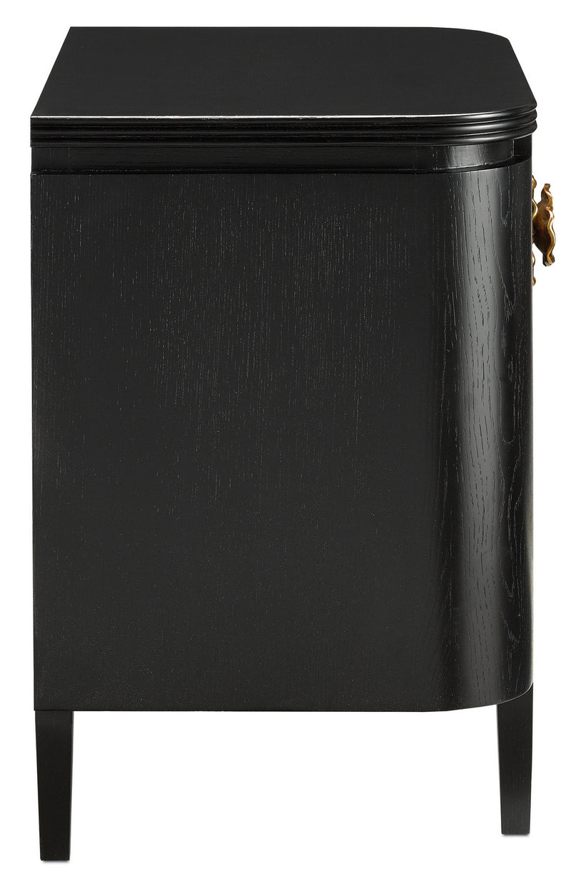 Currey and Company 3000-0098 Nightstand, Caviar Black/Antique Brass