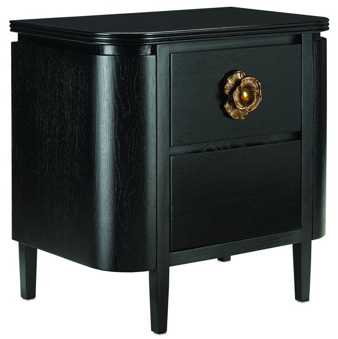 Currey and Company 3000-0098 Nightstand, Caviar Black/Antique Brass