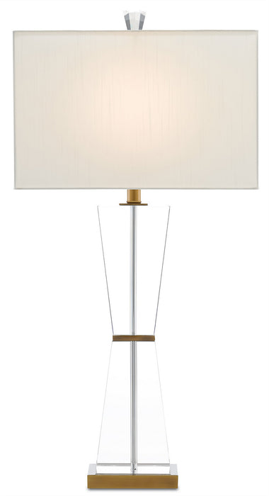 Currey and Company 6000-0210 One Light Table Lamp, Clear/Antique Brass