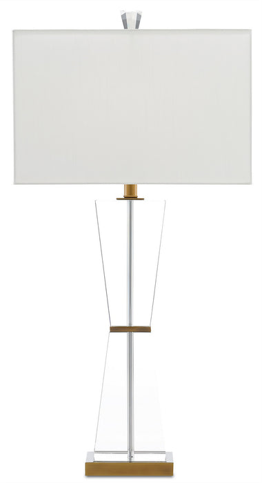 Currey and Company 6000-0210 One Light Table Lamp, Clear/Antique Brass