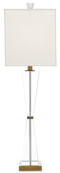 Currey and Company 6000-0210 One Light Table Lamp, Clear/Antique Brass