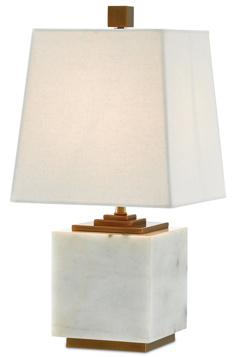 Currey and Company 6000-0215 One Light Table Lamp, White/Antique Brass