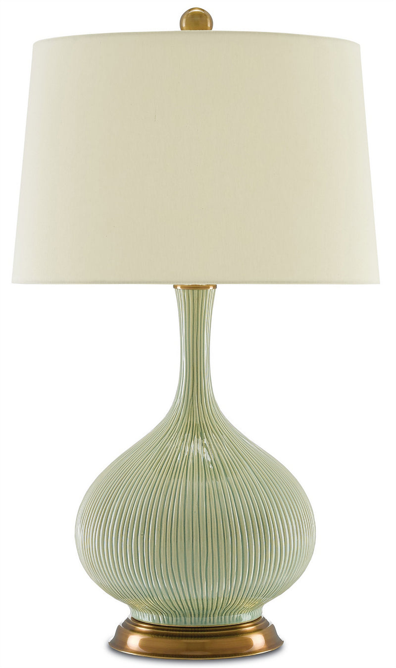 Currey and Company 6000-0218 One Light Table Lamp, Grass Green/Antique Brass