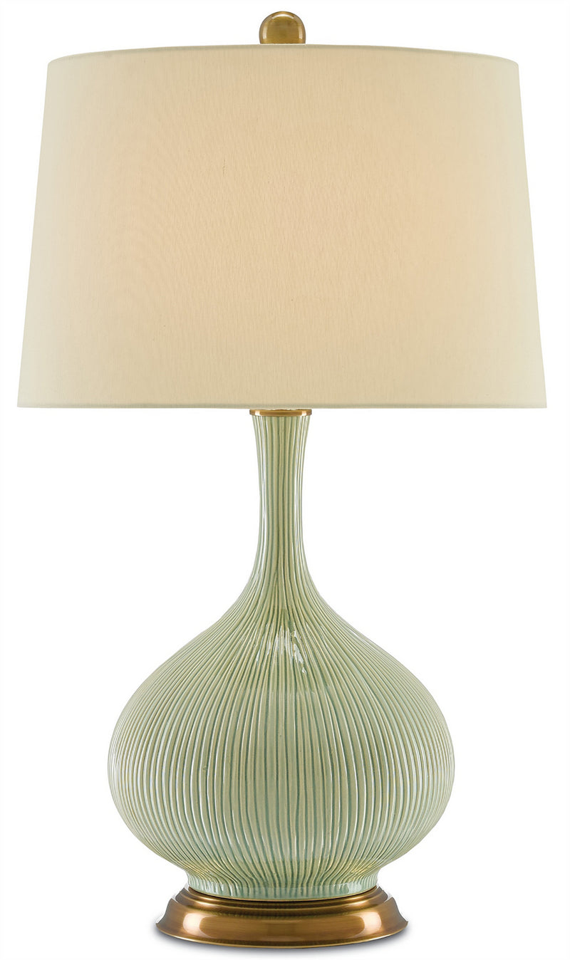 Currey and Company 6000-0218 One Light Table Lamp, Grass Green/Antique Brass