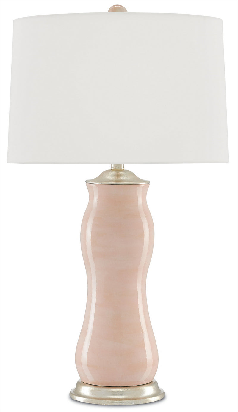 Currey and Company 6000-0236 One Light Table Lamp, Blush/Silver Leaf