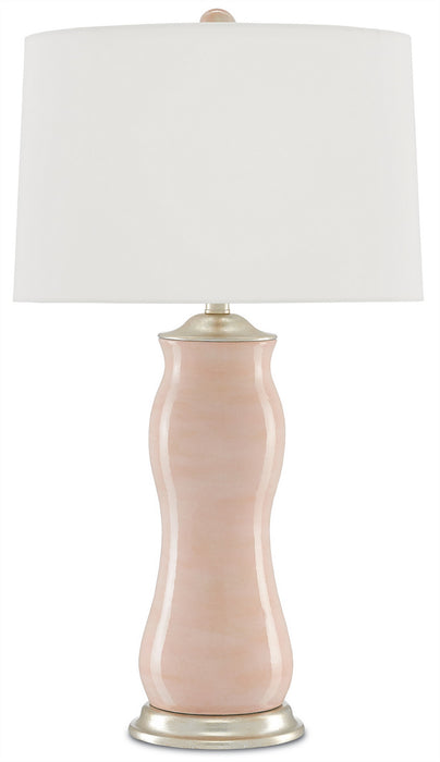 Currey and Company 6000-0236 One Light Table Lamp, Blush/Silver Leaf