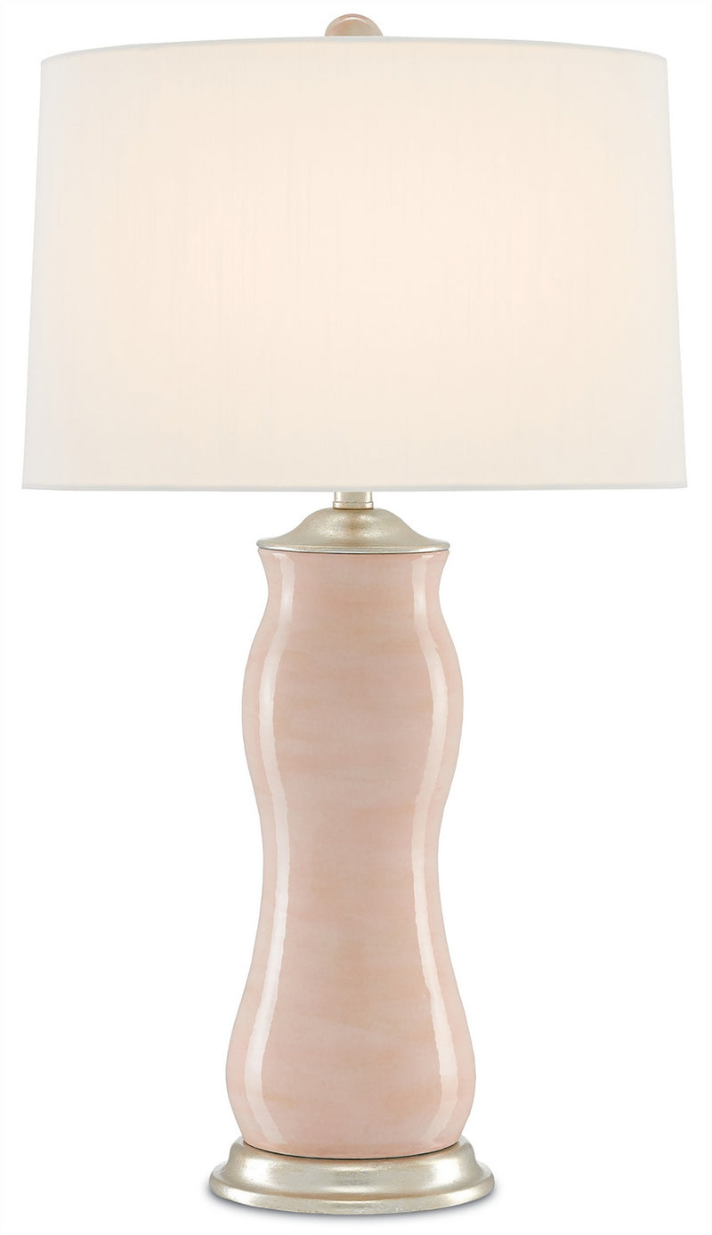 Currey and Company 6000-0236 One Light Table Lamp, Blush/Silver Leaf