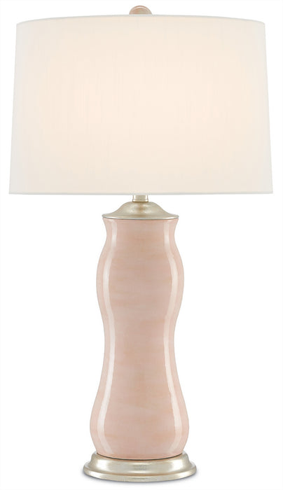 Currey and Company 6000-0236 One Light Table Lamp, Blush/Silver Leaf