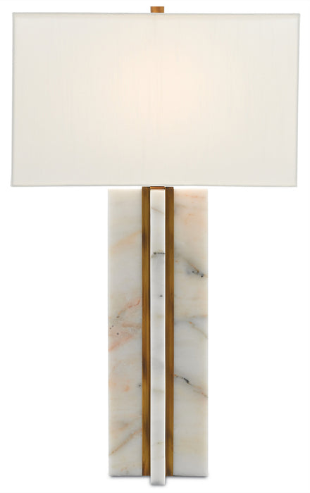 Currey and Company 6000-0250 One Light Table Lamp, Marble/Antique Brass