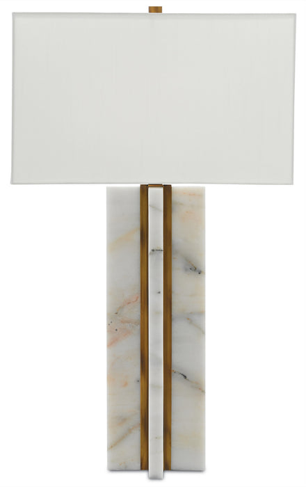 Currey and Company 6000-0250 One Light Table Lamp, Marble/Antique Brass