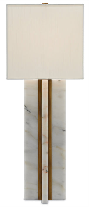Currey and Company 6000-0250 One Light Table Lamp, Marble/Antique Brass