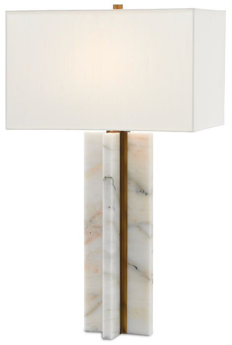Currey and Company 6000-0250 One Light Table Lamp, Marble/Antique Brass
