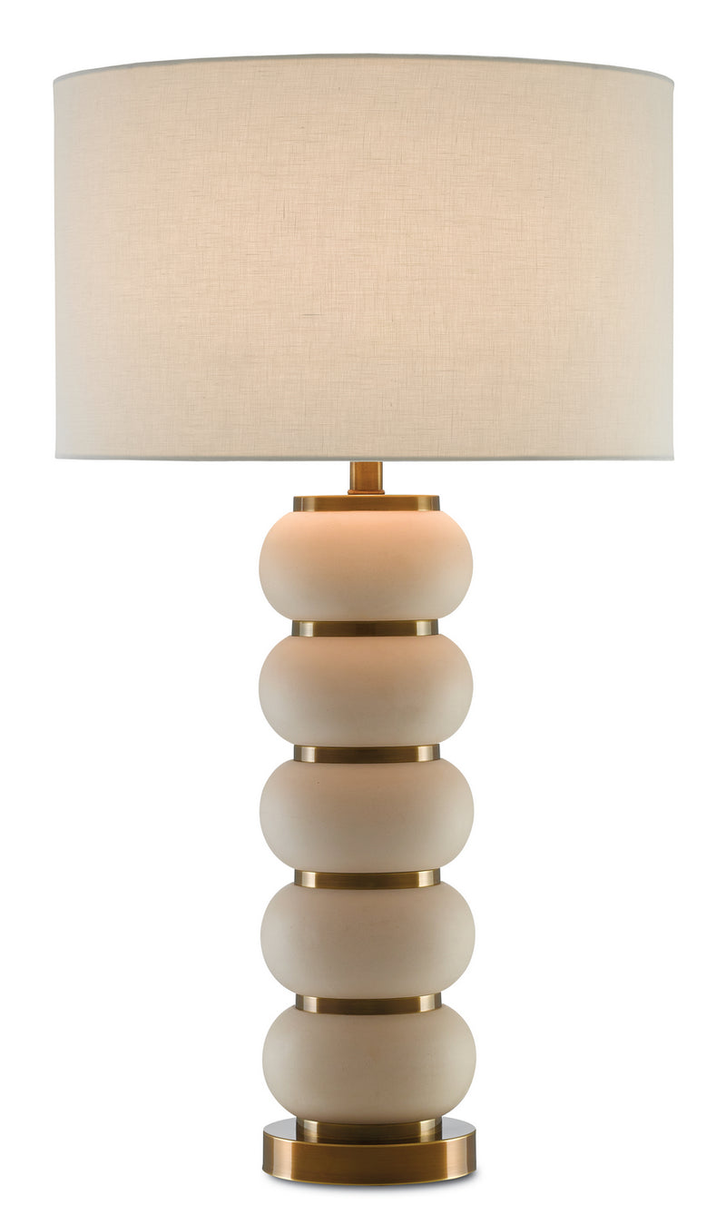 Currey and Company 6000-0276 One Light Table Lamp, White Mud/Antique Brass