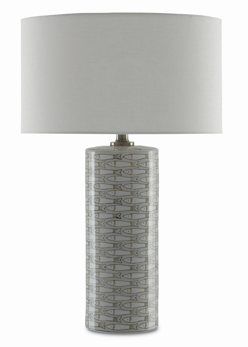 Currey and Company 6000-0283 One Light Table Lamp, Gray/White/Antique Nickel