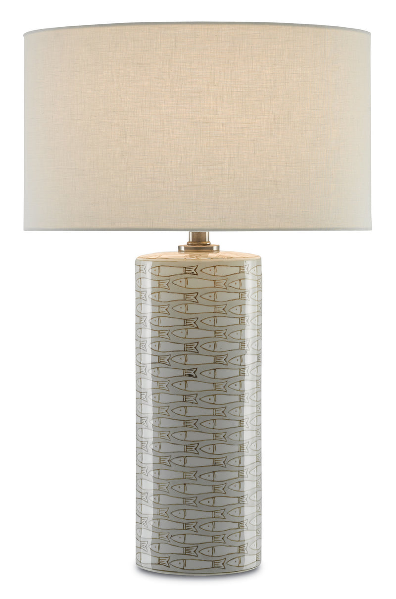 Currey and Company 6000-0283 One Light Table Lamp, Gray/White/Antique Nickel