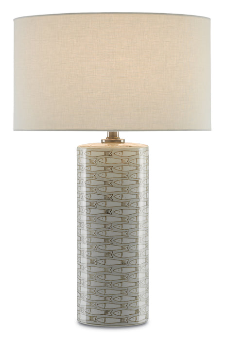 Currey and Company 6000-0283 One Light Table Lamp, Gray/White/Antique Nickel