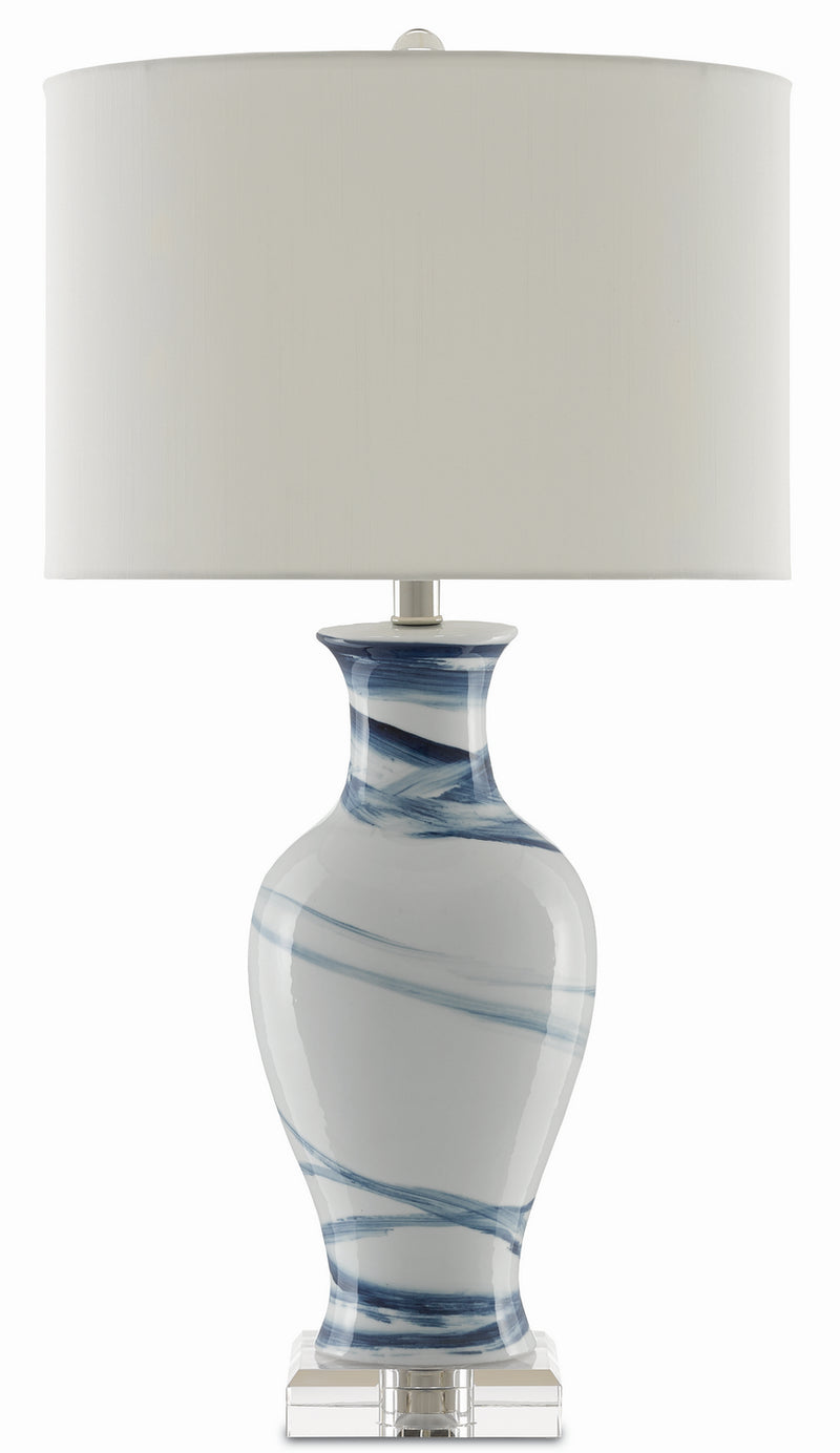 Currey and Company 6000-0316 One Light Table Lamp, White/Blue