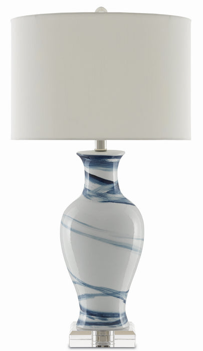 Currey and Company 6000-0316 One Light Table Lamp, White/Blue