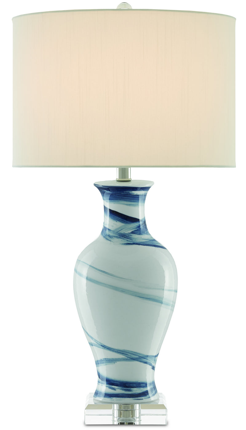 Currey and Company 6000-0316 One Light Table Lamp, White/Blue