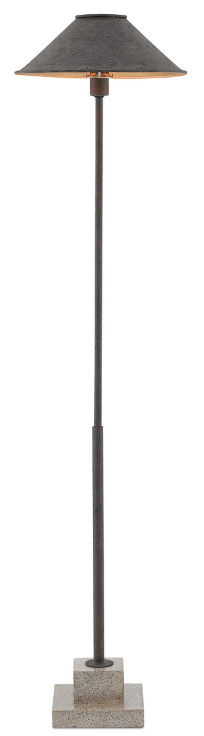Currey and Company 8000-0016 One Light Floor Lamp, MolÃ© Black/Contemporary Gold Leaf/Polished Concrete