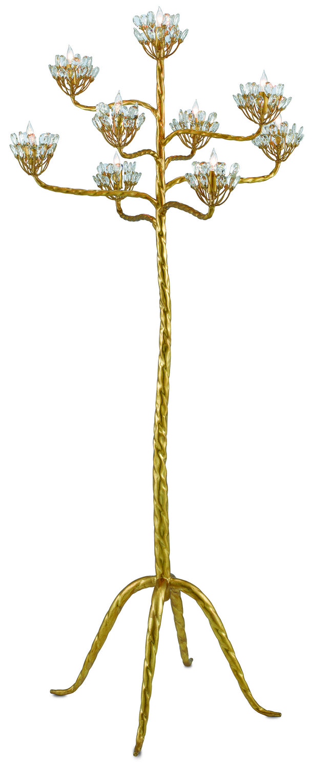 Currey and Company 8000-0045 Nine Light Floor Candelabra, Contemporary Gold Leaf