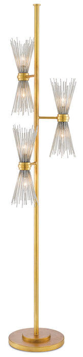 Currey and Company 8000-0046 Six Light Floor Lamp, Antique Gold Leaf/Contemporary Silver Leaf