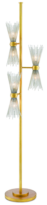 Currey and Company 8000-0046 Six Light Floor Lamp, Antique Gold Leaf/Contemporary Silver Leaf