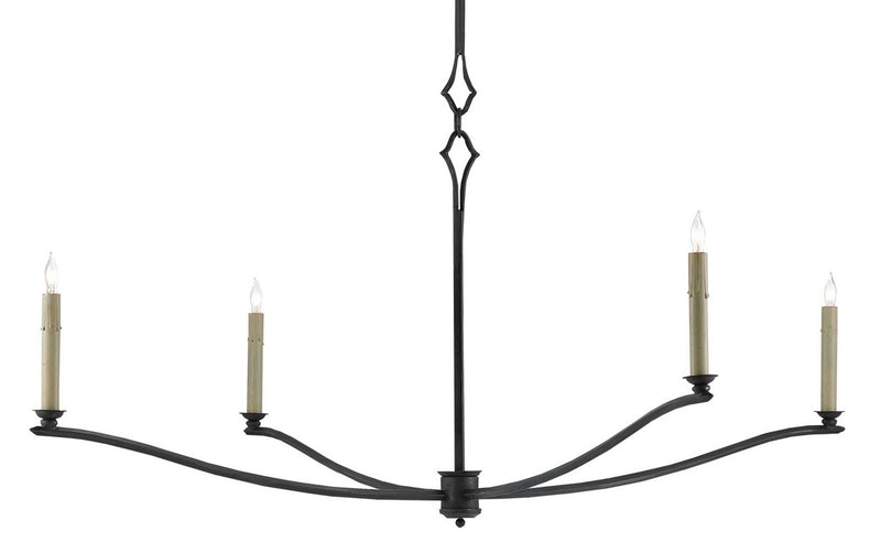 Currey and Company 9000-0176 Four Light Chandelier, French Black