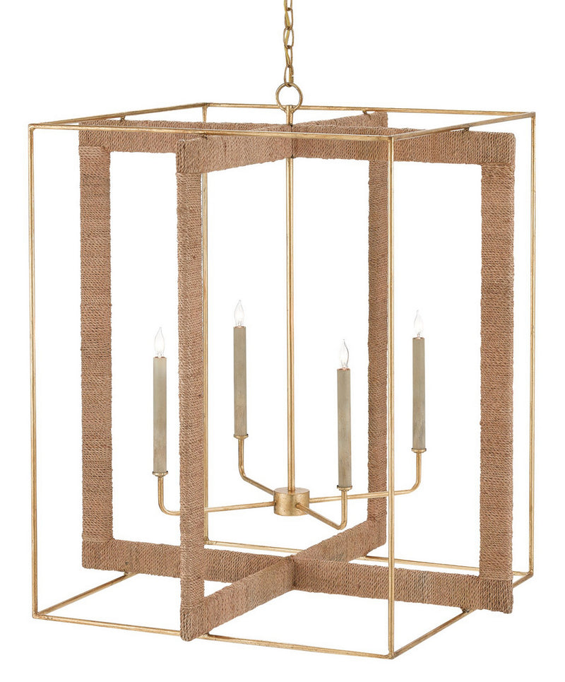 Currey and Company 9000-0217 Four Light Lantern, Contemporary Gold Leaf/Natural
