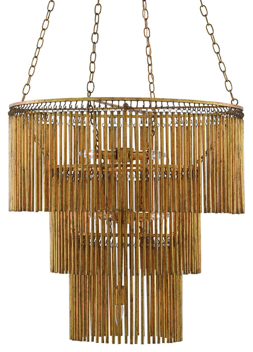 Currey and Company 9000-0247 Seven Light Chandelier, Gold Leaf