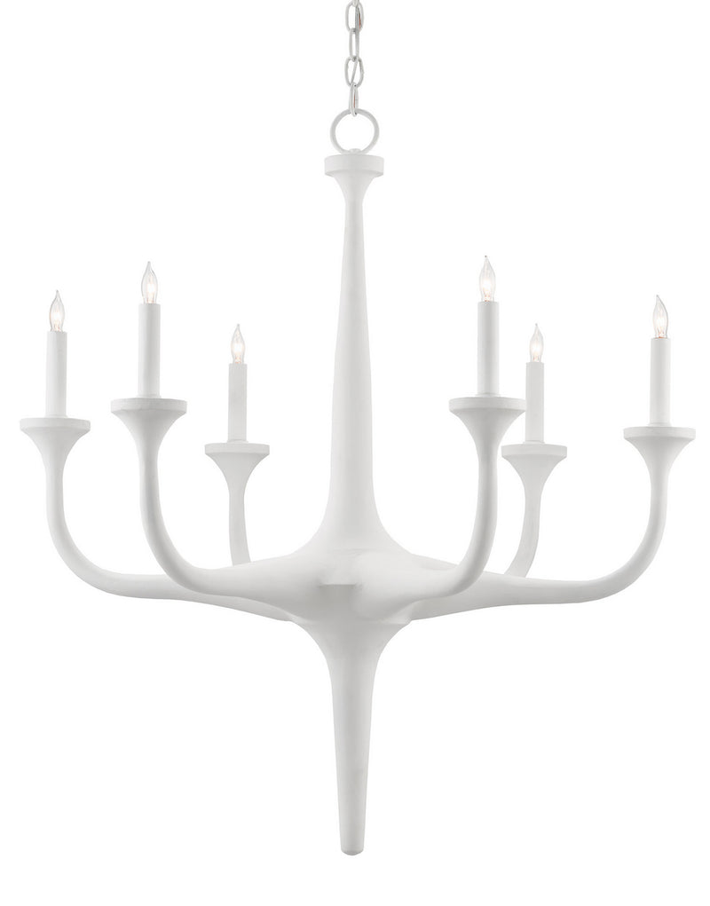 Currey and Company 9000-0255 Six Light Chandelier, Gesso White