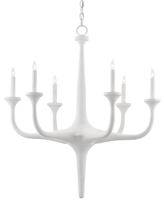 Currey and Company 9000-0255 Six Light Chandelier, Gesso White