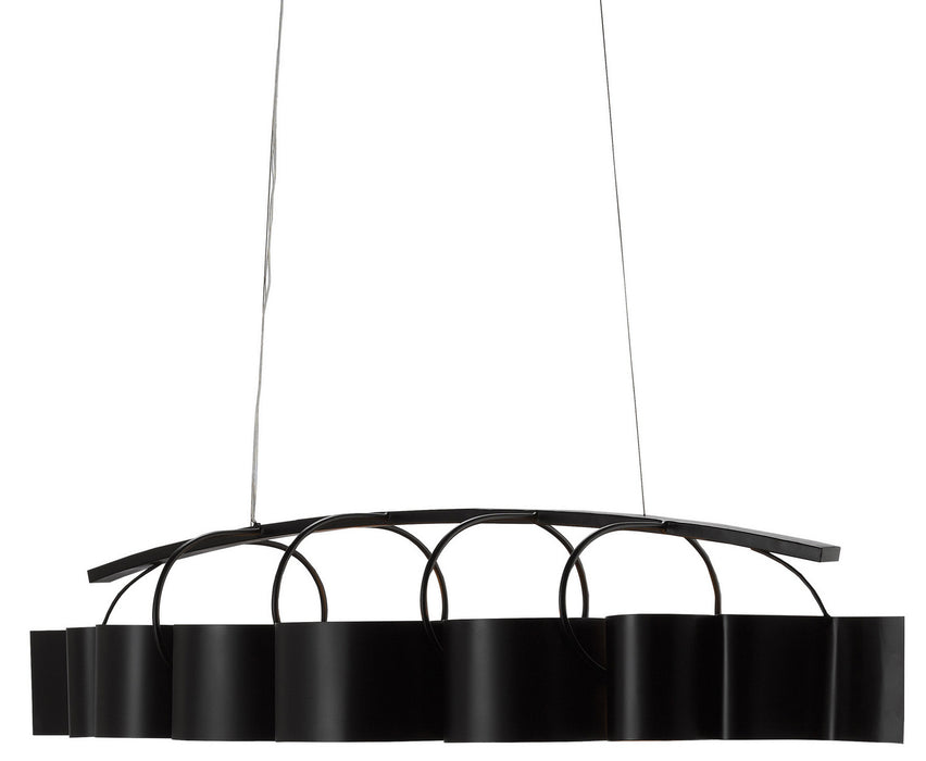 Currey and Company 9000-0262 Eight Light Chandelier, Satin Black/Contemporary Gold Leaf