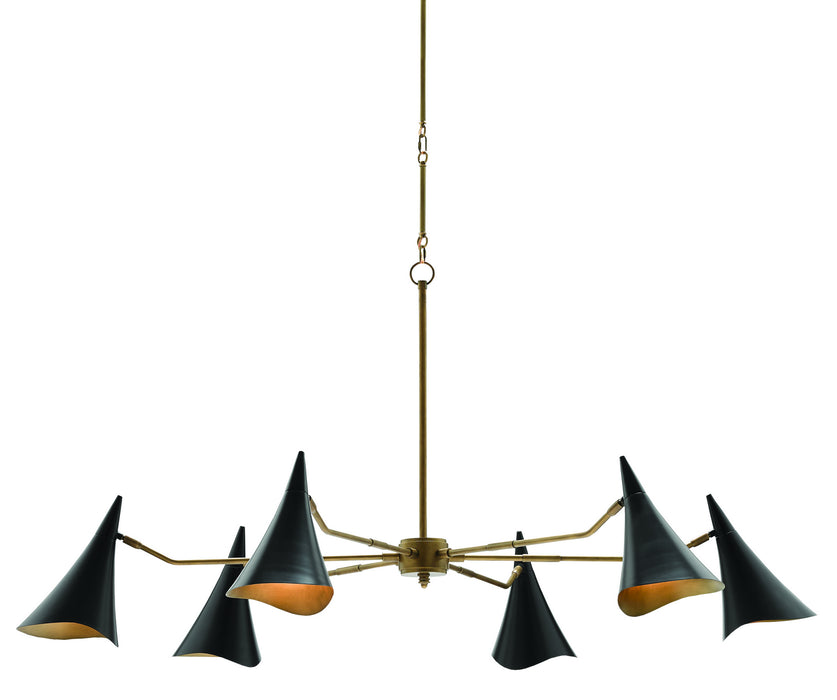 Currey and Company 9000-0311 Six Light Chandelier, Oil Rubbed Bronze/Antique Brass