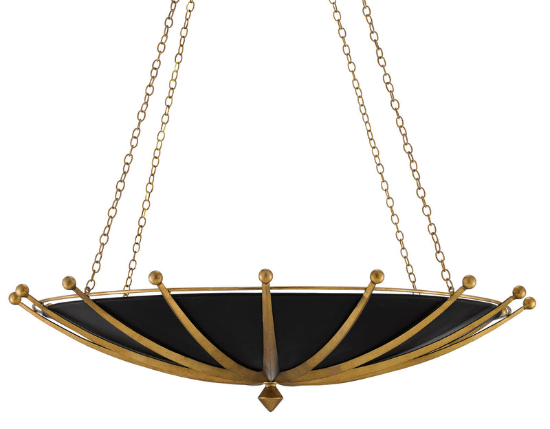 Currey and Company 9000-0319 Six Light Chandelier, Antique Gold Leaf/Contemporary Gold Leaf/Satin Black