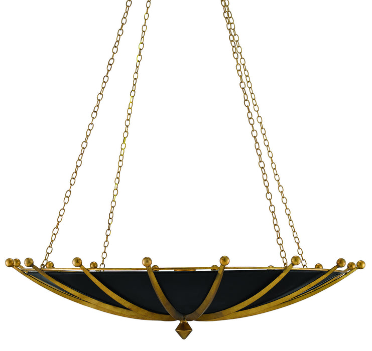 Currey and Company 9000-0319 Six Light Chandelier, Antique Gold Leaf/Contemporary Gold Leaf/Satin Black
